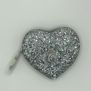 Coach silver glitter heart coin purse